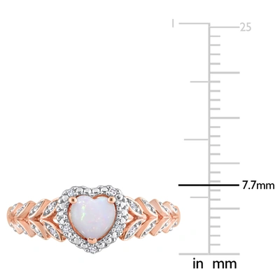 Mimi & Max 1/3 Ct Tgw Heart Shape Opal And Diamond Accent Halo Ring In 10k Rose Gold In Beige