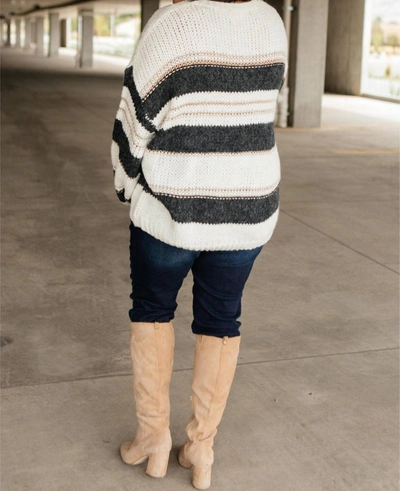 Shop Ces Femme Straightforward Striped Sweater In Ivory And Black In White