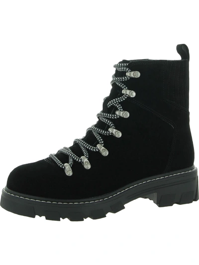 Splendid Sadie Womens Suede Almond Toe Combat & Lace-up Boots In Black