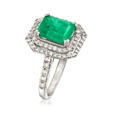 Ross-simons Emerald And Diamond Ring In 14kt White Gold In Green