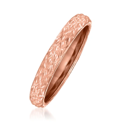 Ross-simons 18kt Rose Gold Quilted Textured Ring In Pink