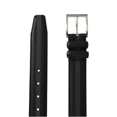 Crookhorndavis The Slate Italian Calfskin Two Tone Inlay Golf Leather Belt In Black