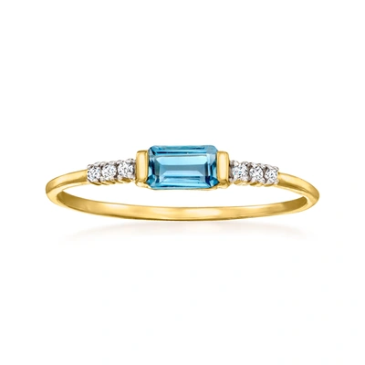 Shop Rs Pure By Ross-simons London Blue Topaz Ring With Diamond Accents In 14kt Yellow Gold