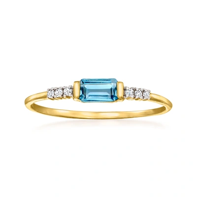 Rs Pure By Ross-simons London Blue Topaz Ring With Diamond Accents In 14kt Yellow Gold