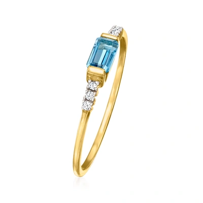 Shop Rs Pure By Ross-simons London Blue Topaz Ring With Diamond Accents In 14kt Yellow Gold