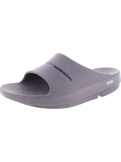 Shop Oofos Mens Textured Sport Slide Sandals In Grey