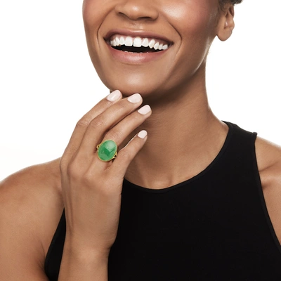 Ross-simons Jade Ring In 14kt Yellow Gold In Green