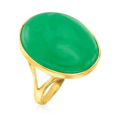Ross-simons Jade Ring In 14kt Yellow Gold In Green
