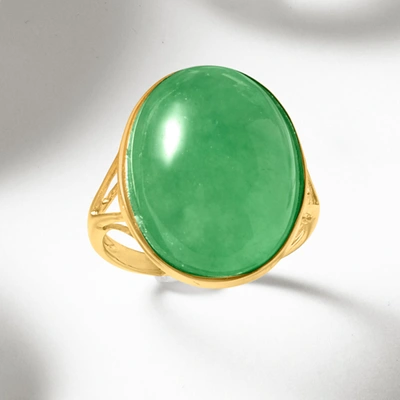 Ross-simons Jade Ring In 14kt Yellow Gold In Green