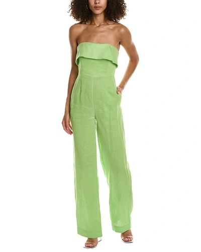 Shop Nicholas Chesa Linen Jumpsuit In Green