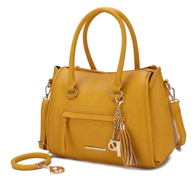 Mkf Collection By Mia K Valeria Satchel Handbag With Keyring In Yellow
