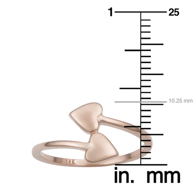 Fremada 14k Rose Gold Double Heart Bypass Ring
