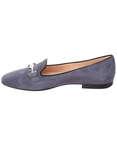 Shop Tod's Double T Suede Slipper In Blue