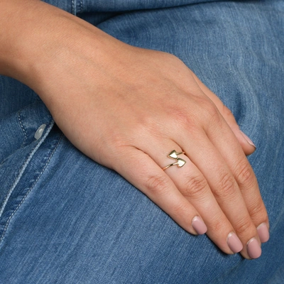 Fremada 14k Yellow Gold Double Heart Bypass Ring