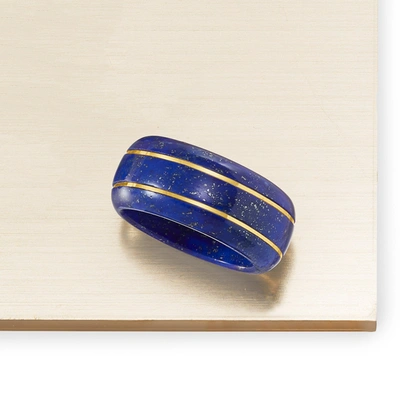 Ross-simons Lapis Ring With 14kt Yellow Gold In Blue