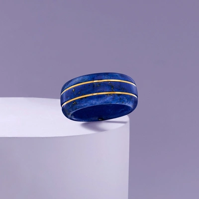 Ross-simons Lapis Ring With 14kt Yellow Gold In Blue