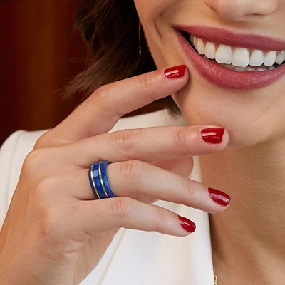 Ross-simons Lapis Ring With 14kt Yellow Gold In Blue
