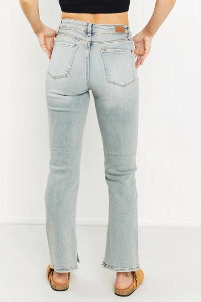 Shop Judy Blue Journey Full Size High-waisted Distressed Straight Jeans In Light Wash In Blue