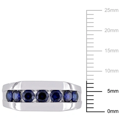 Mimi & Max 1 1/4ct Tgw Created Blue Sapphire Channel Set Men's Ring In Sterling Silver In Blue