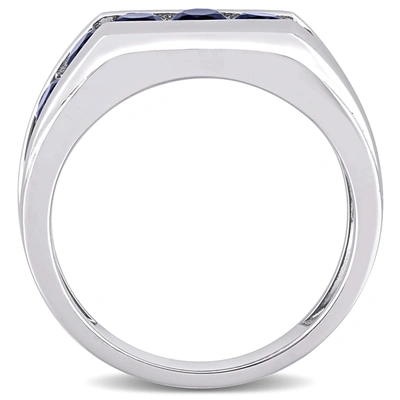 Mimi & Max 1 1/4ct Tgw Created Blue Sapphire Channel Set Men's Ring In Sterling Silver In Blue
