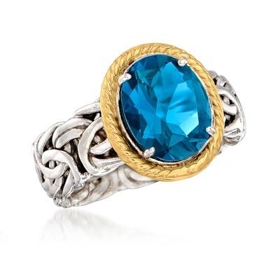 Ross-simons London Blue Topaz Byzantine Ring In 14kt Yellow Gold And Sterling Silver