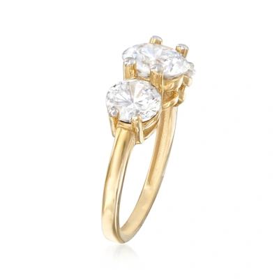 Ross-simons Cz 3-stone Ring In 14kt Yellow Gold In Gold