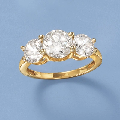 Ross-simons Cz 3-stone Ring In 14kt Yellow Gold In Gold