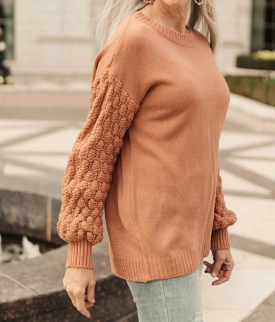And The Why Bubbly B Sweater In Ginger In Brown