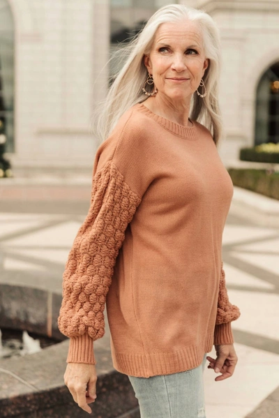 And The Why Bubbly B Sweater In Ginger In Brown