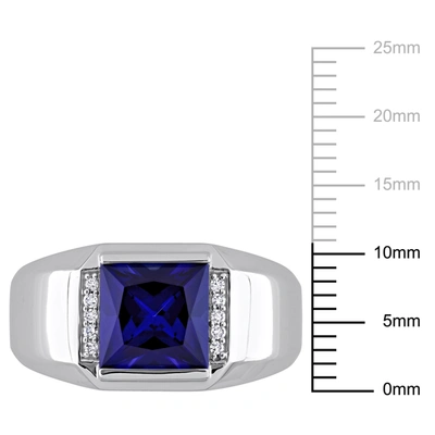 Shop Mimi & Max 3ct Tgw Created Sapphire And Diamond Accent Men's Ring In 10k White Gold In Blue