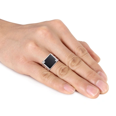 Mimi & Max 5ct Tgw Square Black Onyx And Diamond Accent Men's Ring In Sterling Silver In Black