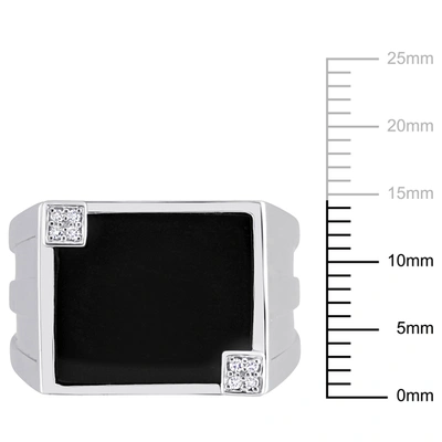 Mimi & Max 5ct Tgw Square Black Onyx And Diamond Accent Men's Ring In Sterling Silver In Black