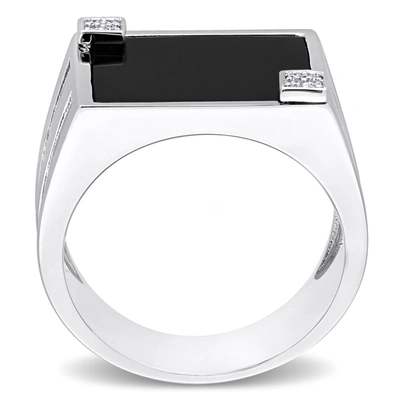 Mimi & Max 5ct Tgw Square Black Onyx And Diamond Accent Men's Ring In Sterling Silver In Black