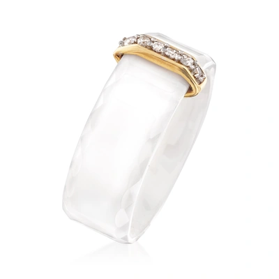 Ross-simons White Ceramic And Diamond Ring With 14kt Yellow Gold
