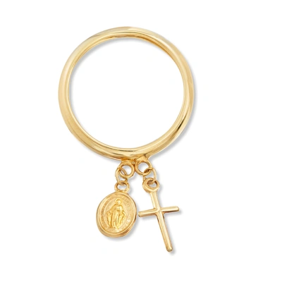 Ross-simons Italian 14kt Yellow Gold Religious Charm Ring