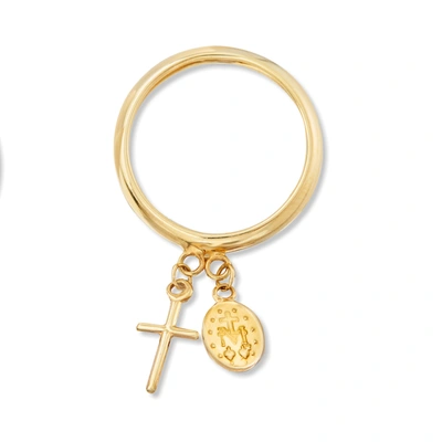 Ross-simons Italian 14kt Yellow Gold Religious Charm Ring