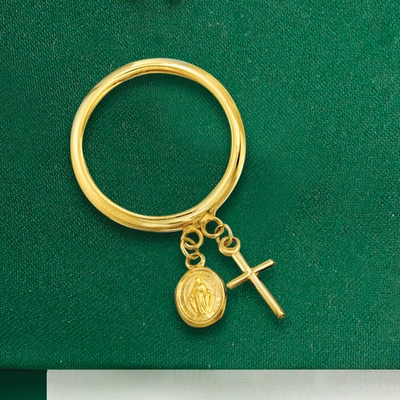 Ross-simons Italian 14kt Yellow Gold Religious Charm Ring