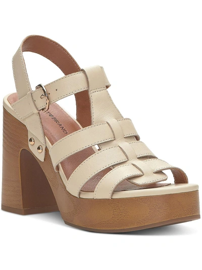 Shop Lucky Brand Imana Womens Leather Ankle Strap Platform Sandals In White