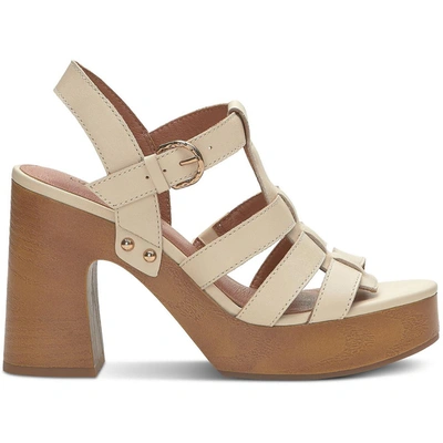Shop Lucky Brand Imana Womens Leather Ankle Strap Platform Sandals In White