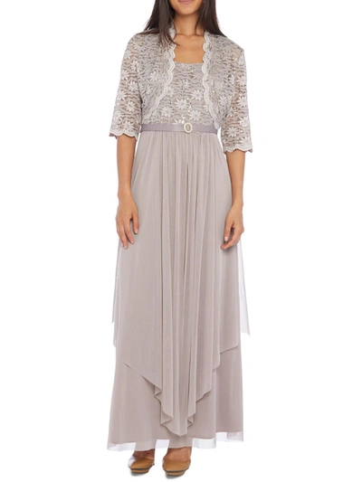 Shop R & M Richards Womens Lace Sequined Dress With Cardigan In White