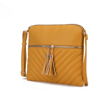 Shop Mkf Collection By Mia K Winnie Quilted Vegan Leather Women's Crossbody In Yellow