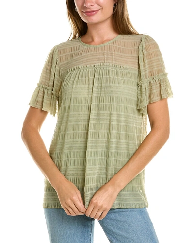 Shop Max Studio Mesh Lace Top In Green