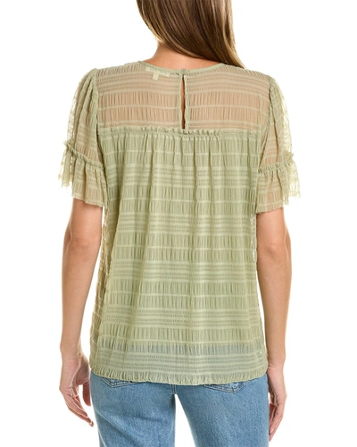 Max Studio Mesh Lace Top In Green