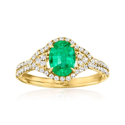Shop Ross-simons Emerald And . Diamond Ring In 14kt Yellow Gold In Green