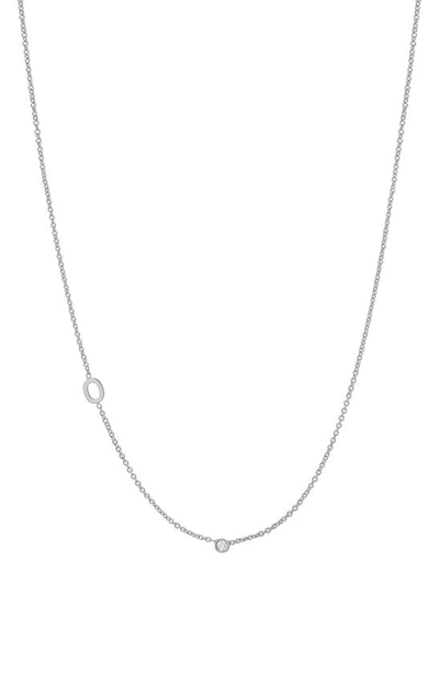 Shop Bychari Small Asymmetric Initial & Diamond Pendant Necklace In 14k White Gold