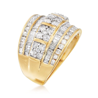 Ross-simons Round And Baguette Diamond Multi-row Ring In 18kt Gold Over Sterling