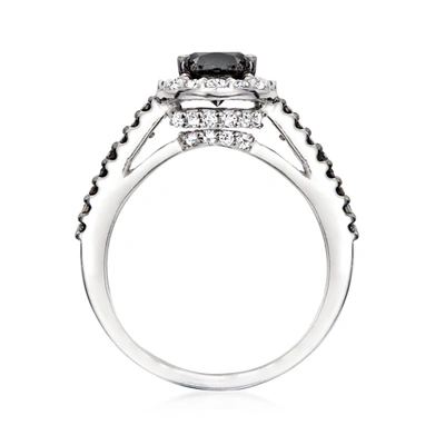 Ross-simons Black And White Diamond Halo Ring In Sterling Silver