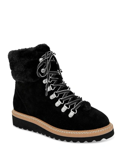 Shop Splendid Evita Womens Suede Faux Fur Hiking Boots In Black