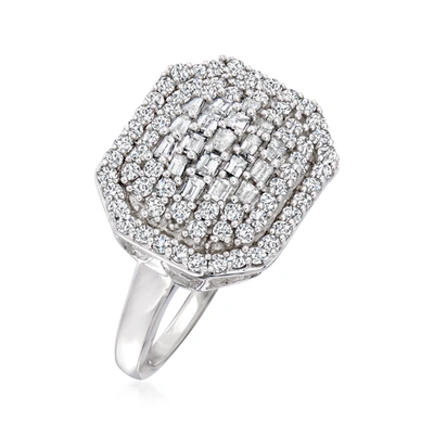 Ross-simons Diamond Octagon Ring In Sterling Silver