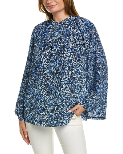 Shop Michael Kors Floral Poet Silk Tunic In Blue